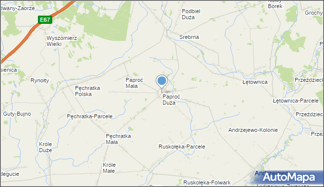 mapa Paproć Duża, Paproć Duża na mapie Targeo